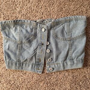 Denim Blue Strapless Tank Top